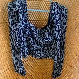 NWT Zara animal print square neck blouse
